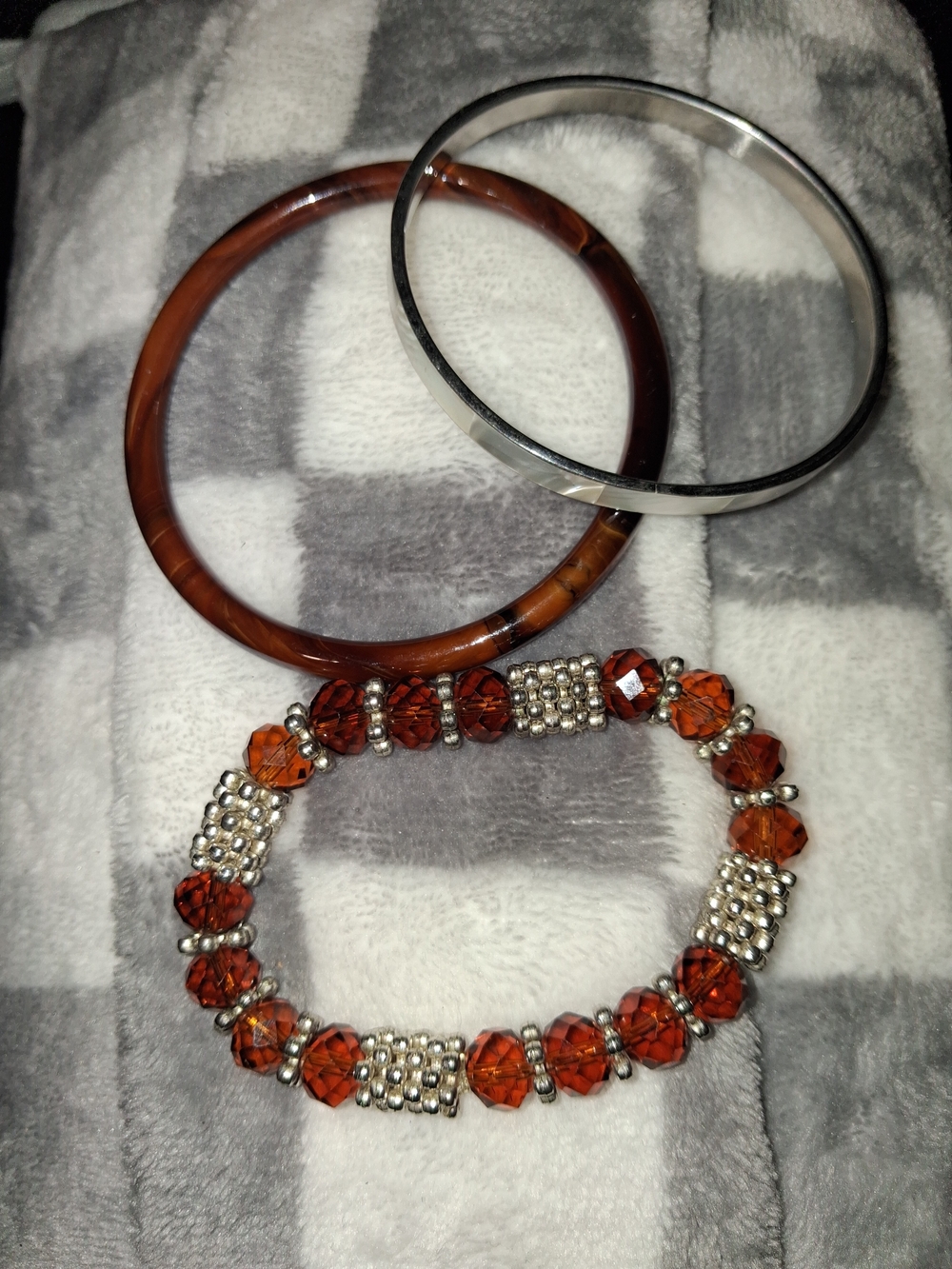 Women's Brown and Silver Three-Piece Bracelet Set